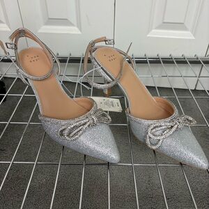 A New Day Sparkling Silver Women's Heels with Bow